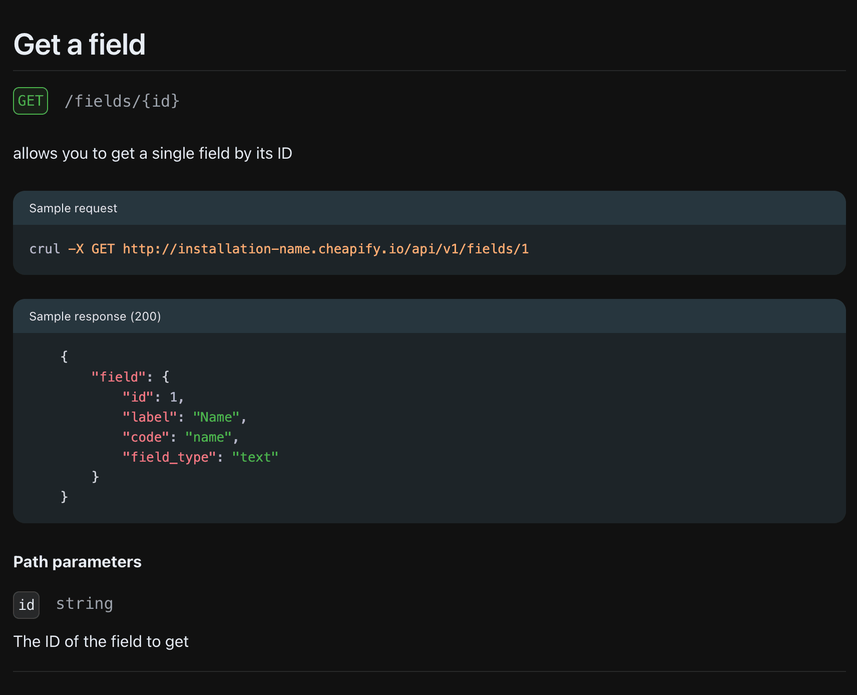 Example of rendered controller for the get method